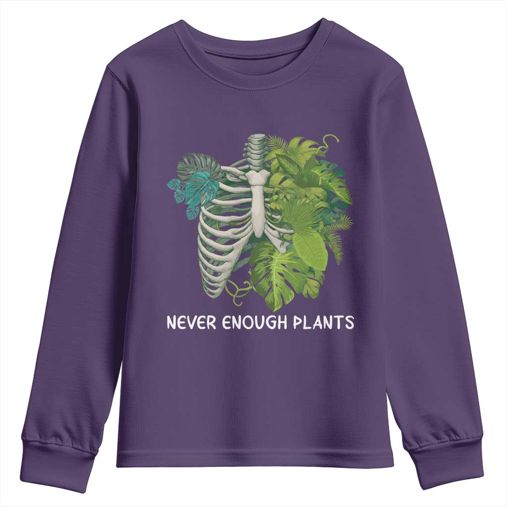 Monstera Plant Body Skeleton Youth Sweatshirt Never Enough Plants TS12 Purple Print Your Wear