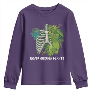 Monstera Plant Body Skeleton Youth Sweatshirt Never Enough Plants TS12 Purple Print Your Wear