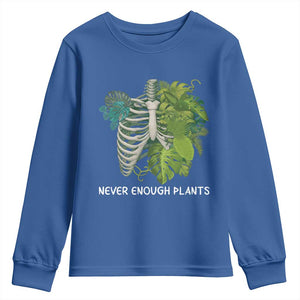 Monstera Plant Body Skeleton Youth Sweatshirt Never Enough Plants TS12 Royal Blue Print Your Wear
