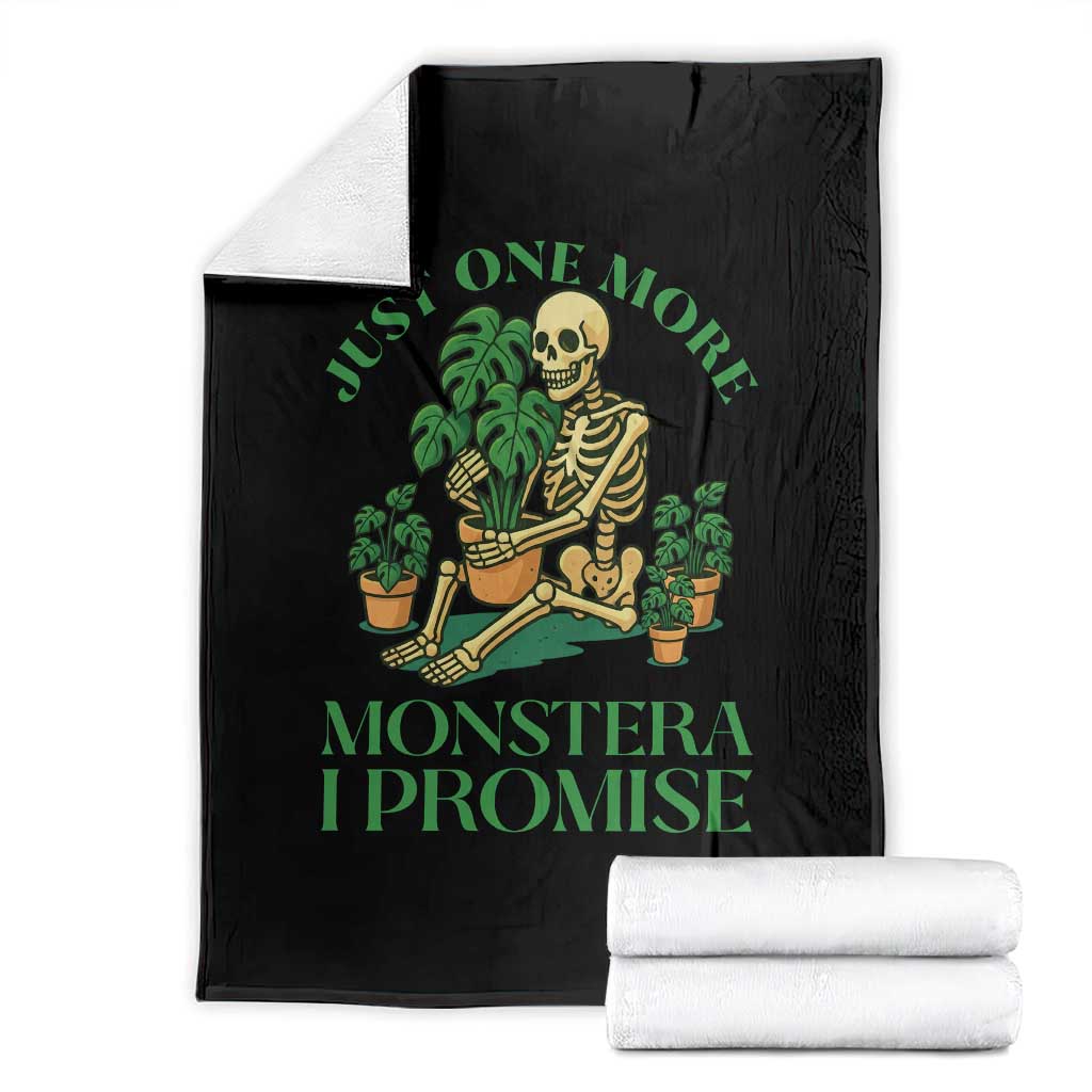 Just One More Monstera Throw Blanket Skeleton Plant Lover Gift - Print Your Wear