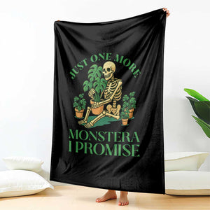 Just One More Monstera Throw Blanket Skeleton Plant Lover Gift - Print Your Wear