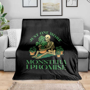 Just One More Monstera Throw Blanket Skeleton Plant Lover Gift - Print Your Wear