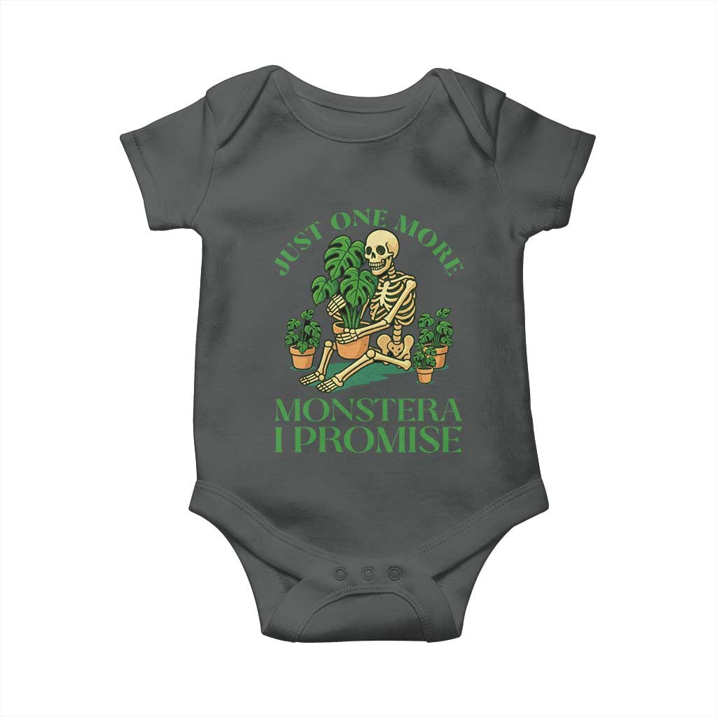 Just One More Monstera Baby Onesie Skeleton Plant Lover Gift TS12 Dark Heather Print Your Wear