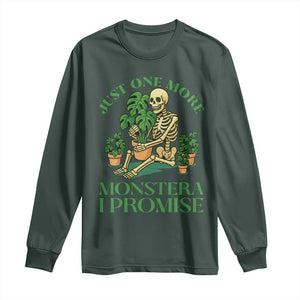 Just One More Monstera Long Sleeve Shirt Skeleton Plant Lover Gift TS12 Dark Forest Green Print Your Wear