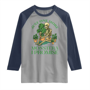 Just One More Monstera Raglan Shirt Skeleton Plant Lover Gift TS12 Sport Gray Navy Print Your Wear