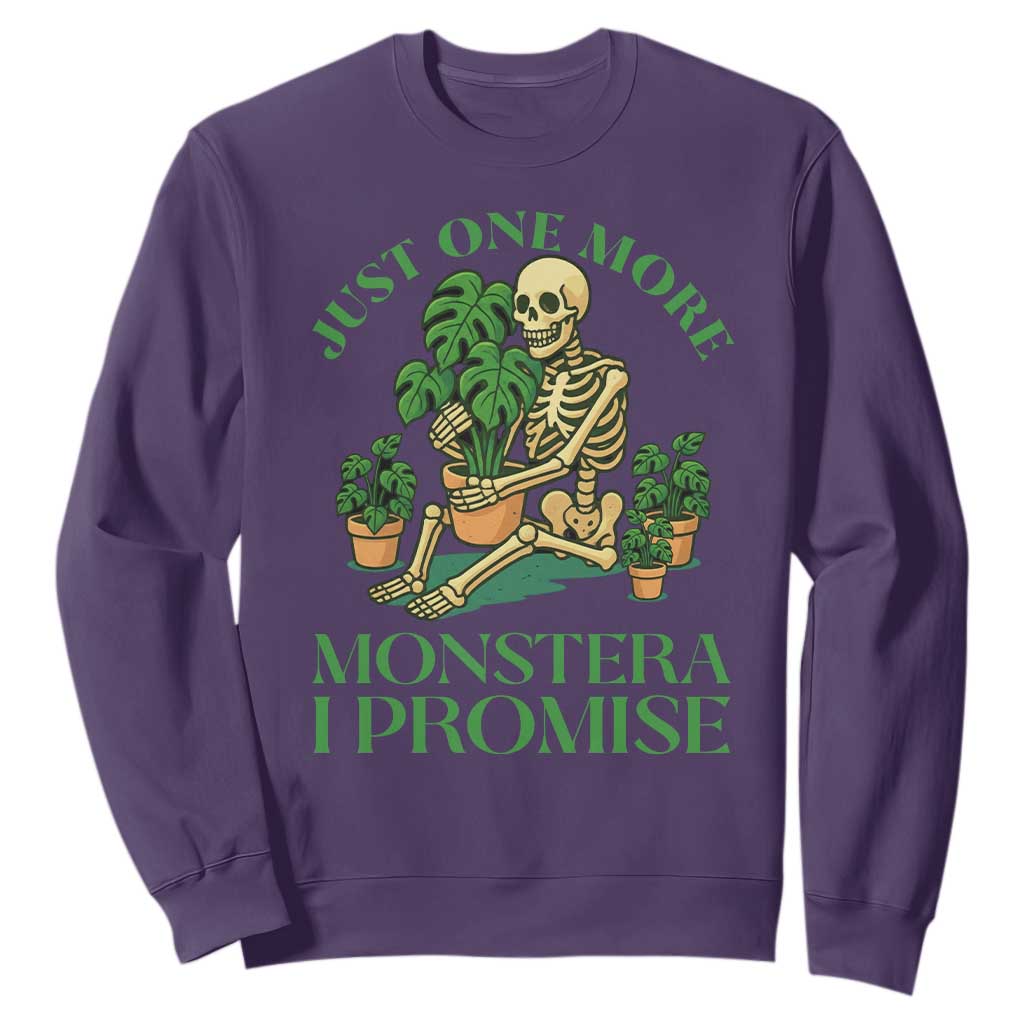 Just One More Monstera Sweatshirt Skeleton Plant Lover Gift TS12 Purple Print Your Wear