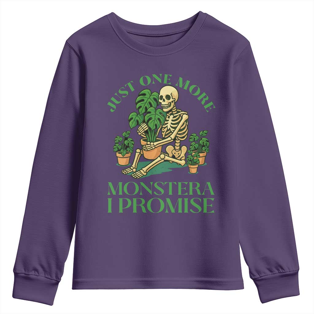 Just One More Monstera Youth Sweatshirt Skeleton Plant Lover Gift TS12 Purple Print Your Wear
