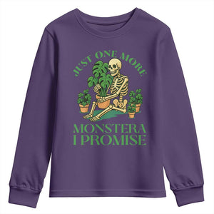Just One More Monstera Youth Sweatshirt Skeleton Plant Lover Gift TS12 Purple Print Your Wear