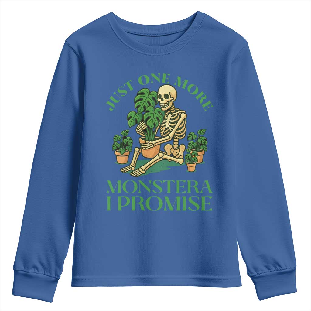 Just One More Monstera Youth Sweatshirt Skeleton Plant Lover Gift TS12 Royal Blue Print Your Wear