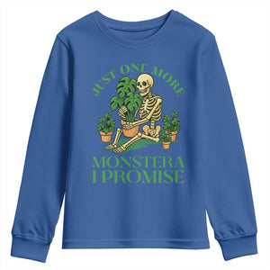 Just One More Monstera Youth Sweatshirt Skeleton Plant Lover Gift TS12 Royal Blue Print Your Wear