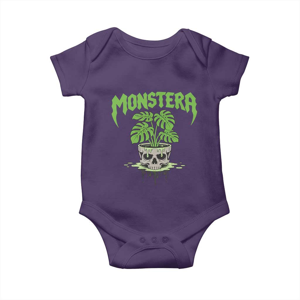 Monstera Lover Houseplant Gift Baby Onesie Skull Plant Pot Graphic TS12 Purple Print Your Wear