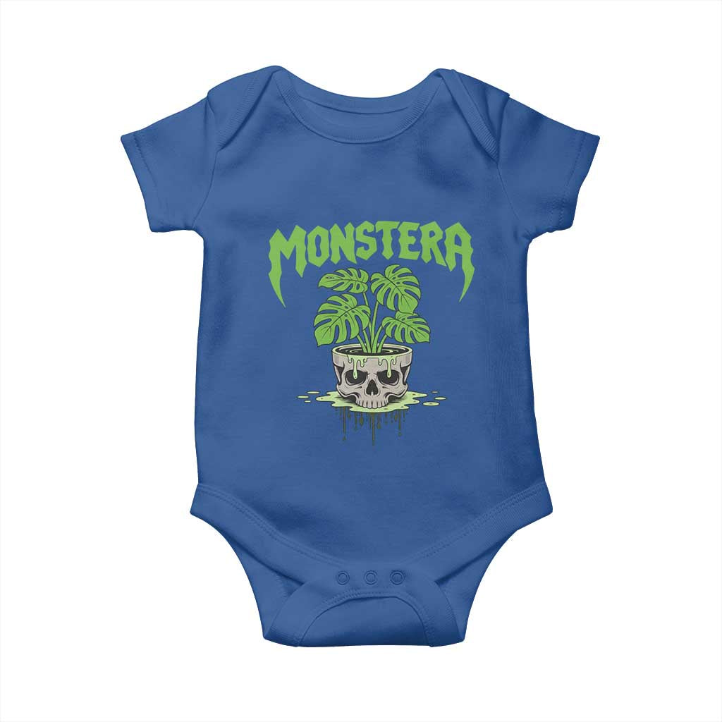 Monstera Lover Houseplant Gift Baby Onesie Skull Plant Pot Graphic TS12 Royal Blue Print Your Wear