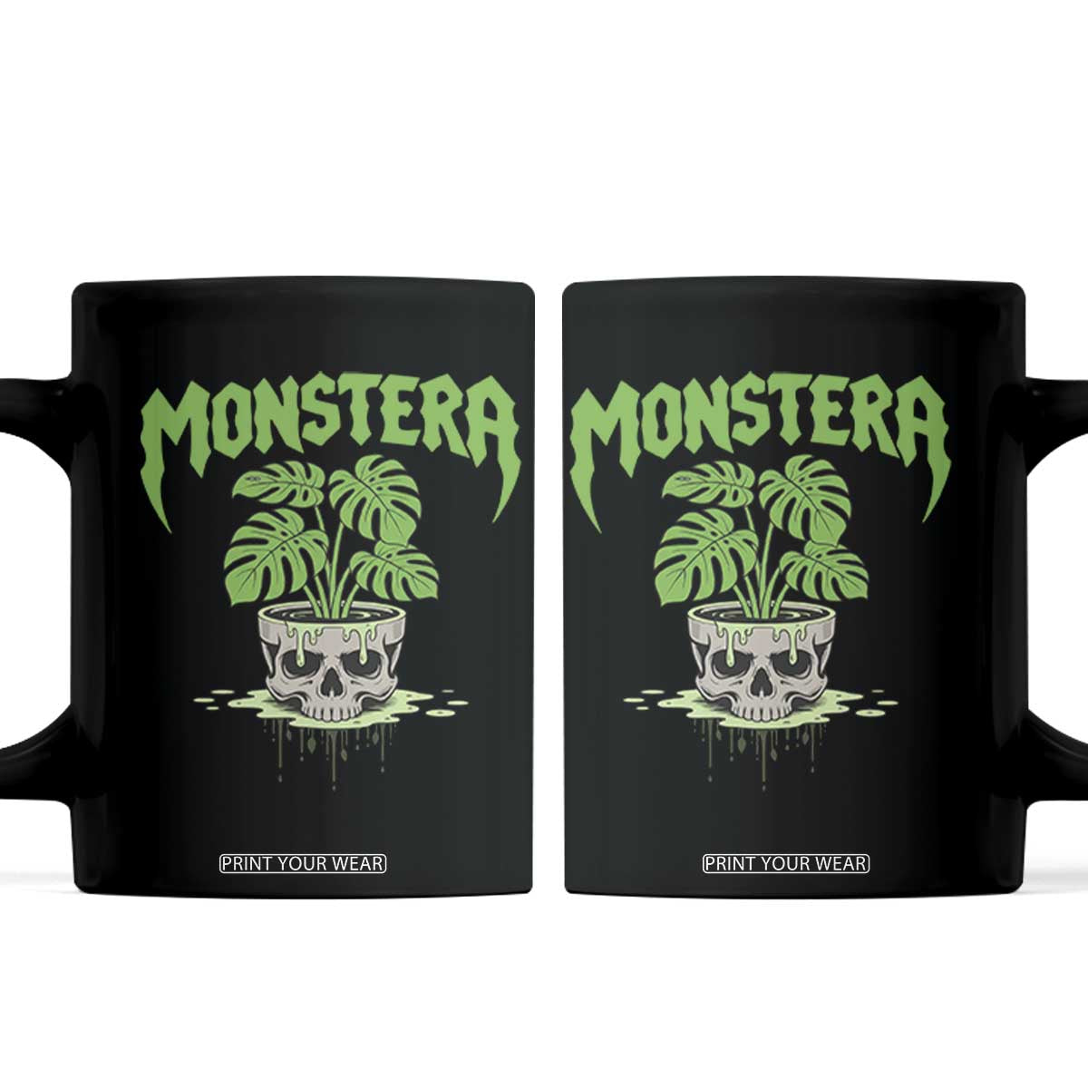 Monstera Lover Houseplant Gift Coffee Mug Skull Plant Pot Graphic TS12 Black Print Your Wear