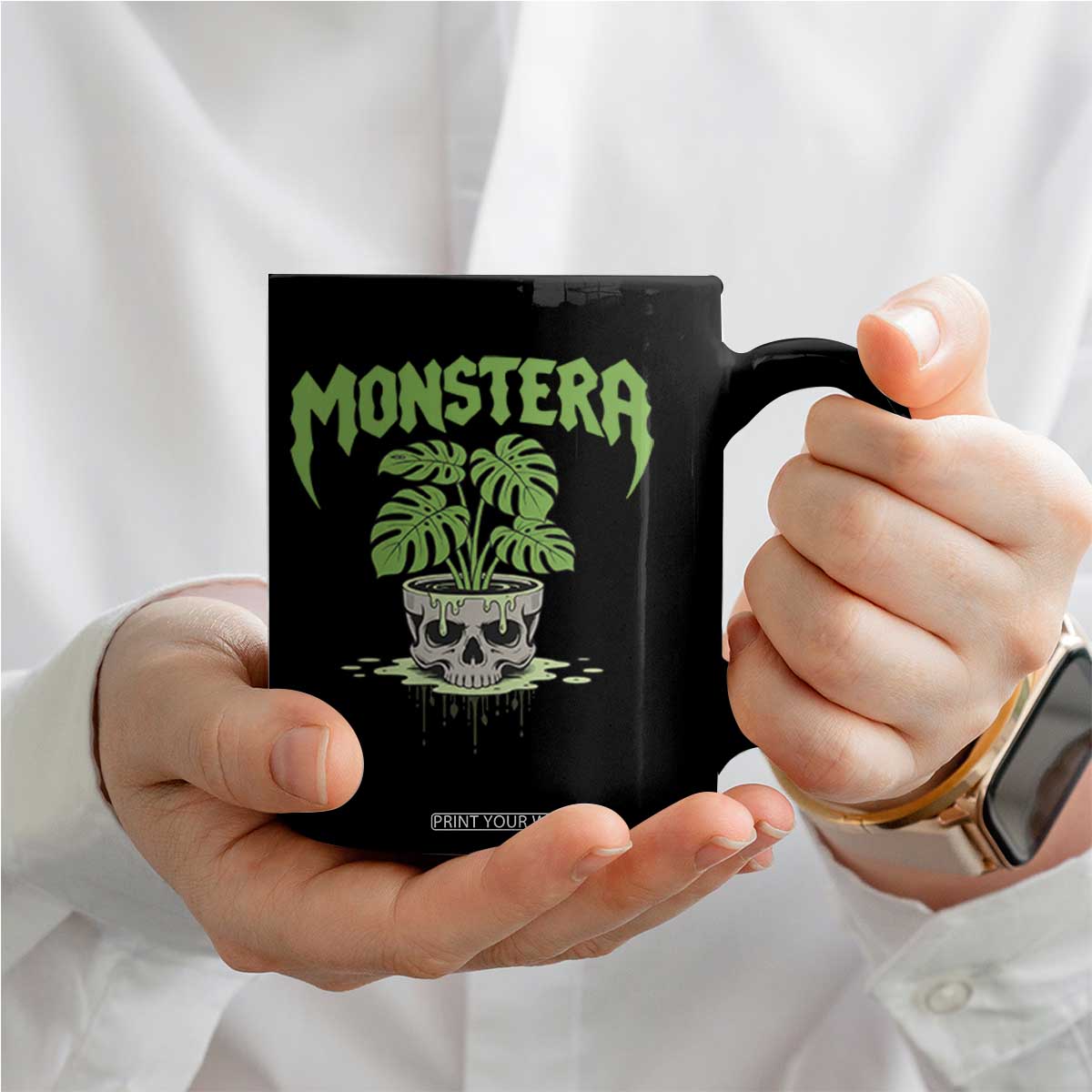 Monstera Lover Houseplant Gift Coffee Mug Skull Plant Pot Graphic TS12 Print Your Wear