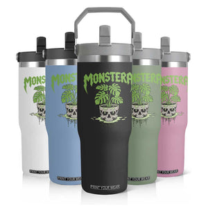 Monstera Lover Houseplant Gift Flip Straw Tumbler Skull Plant Pot Graphic TS12 Print Your Wear