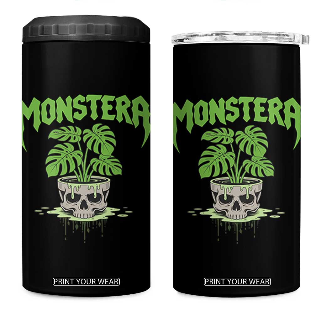 Monstera Lover Houseplant Gift 4 in 1 Can Cooler Tumbler Skull Plant Pot Graphic - Print Your Wear