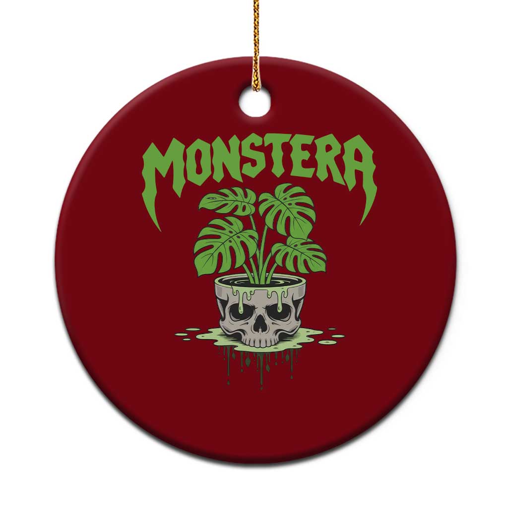 Monstera Lover Houseplant Gift Ceramic Ornament Skull Plant Pot Graphic TS12 1pc Red Print Your Wear
