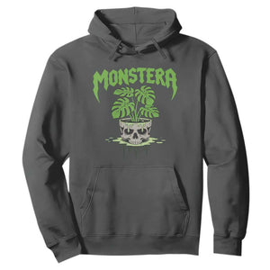 Monstera Lover Houseplant Gift Hoodie Skull Plant Pot Graphic TS12 Dark Heather Print Your Wear