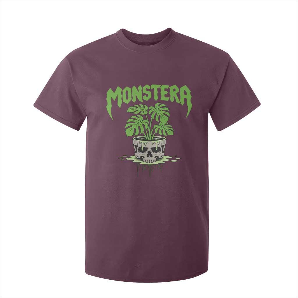 Monstera Lover Houseplant Gift T Shirt For Kid Skull Plant Pot Graphic TS12 Maroon Print Your Wear