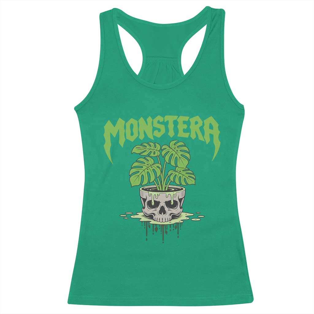 Monstera Lover Houseplant Gift Racerback Tank Top Skull Plant Pot Graphic TS12 Irish Green Print Your Wear