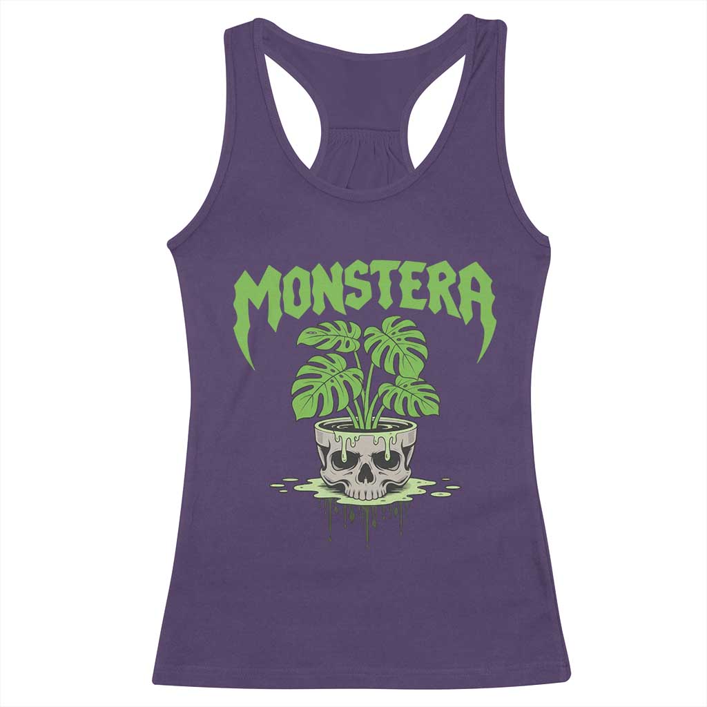 Monstera Lover Houseplant Gift Racerback Tank Top Skull Plant Pot Graphic TS12 Purple Print Your Wear