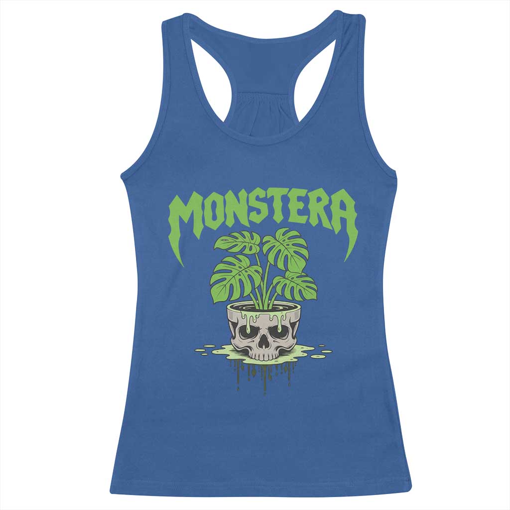 Monstera Lover Houseplant Gift Racerback Tank Top Skull Plant Pot Graphic TS12 Royal Blue Print Your Wear