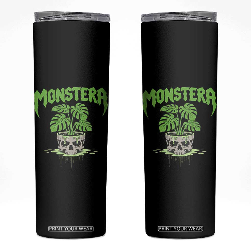 Monstera Lover Houseplant Gift Skinny Tumbler Skull Plant Pot Graphic TS12 Black Print Your Wear