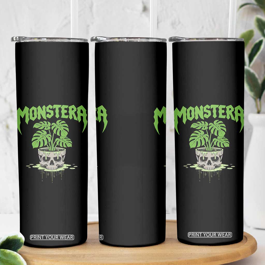 Monstera Lover Houseplant Gift Skinny Tumbler Skull Plant Pot Graphic TS12 Print Your Wear