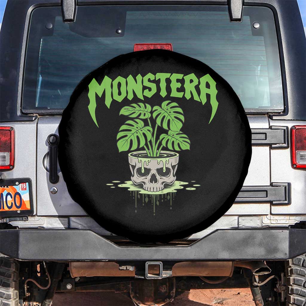 Monstera Lover Houseplant Gift Spare Tire Cover Skull Plant Pot Graphic TS12 No hole Black Print Your Wear