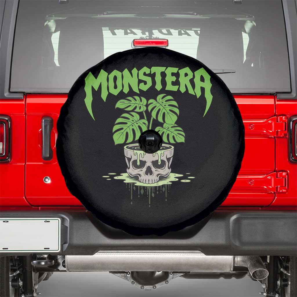 Monstera Lover Houseplant Gift Spare Tire Cover Skull Plant Pot Graphic TS12 Black Print Your Wear
