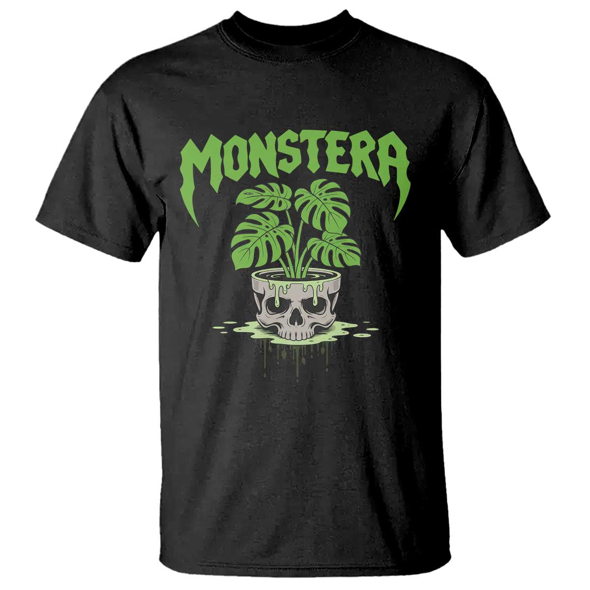 Monstera Lover Houseplant Gift T Shirt Skull Plant Pot Graphic TS12 Black Print Your Wear