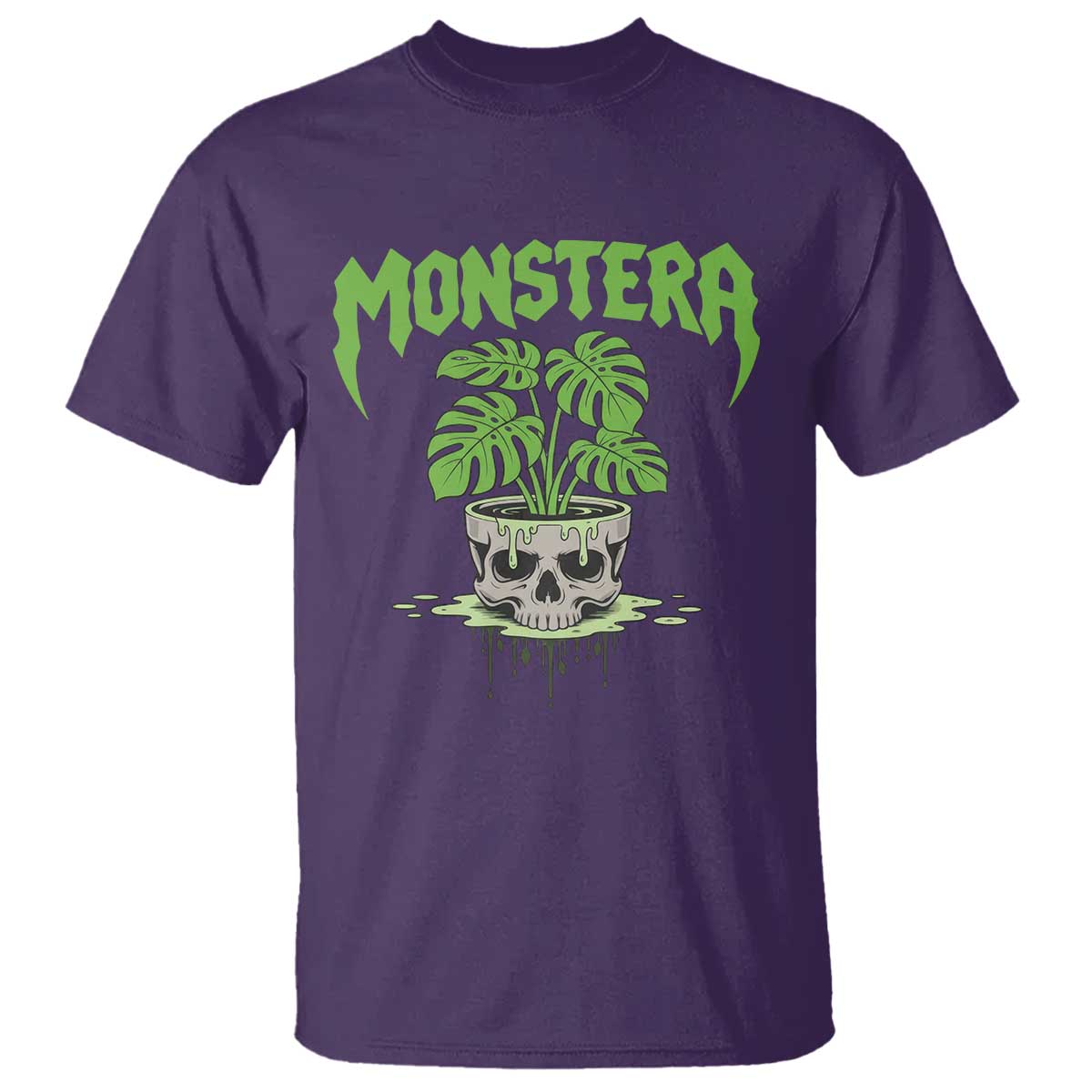Monstera Lover Houseplant Gift T Shirt Skull Plant Pot Graphic TS12 Purple Print Your Wear