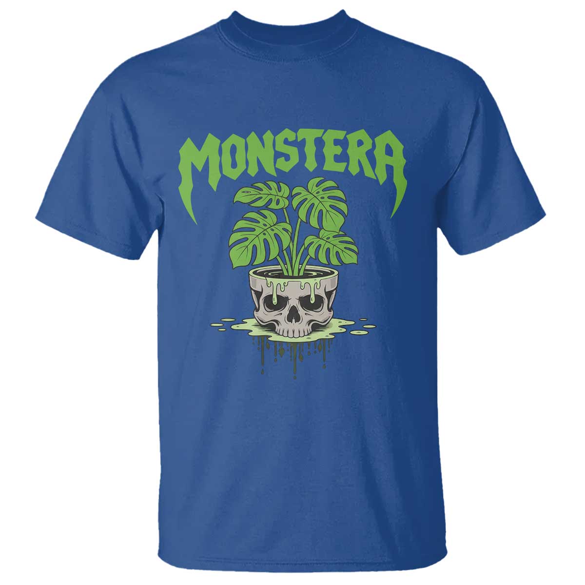 Monstera Lover Houseplant Gift T Shirt Skull Plant Pot Graphic TS12 Royal Blue Print Your Wear