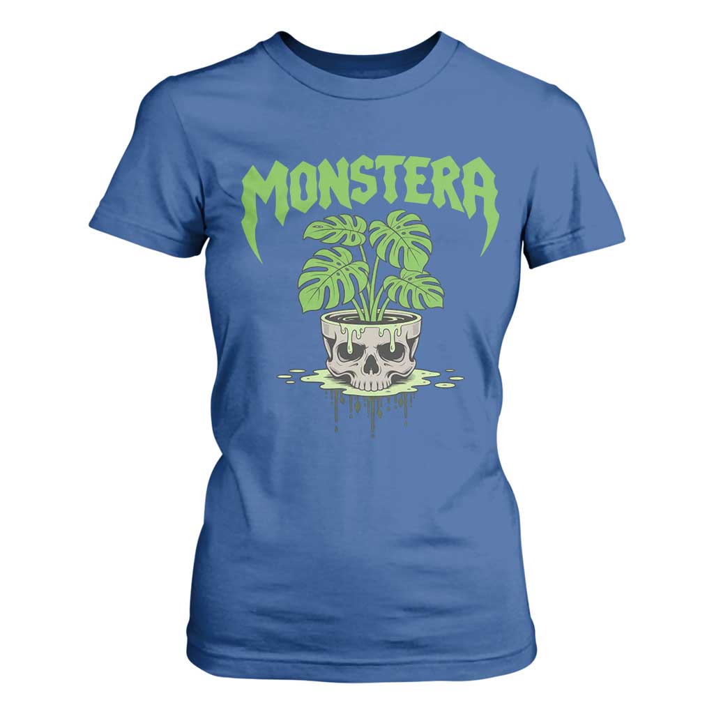 Monstera Lover Houseplant Gift T Shirt For Women Skull Plant Pot Graphic TS12 Royal Blue Print Your Wear