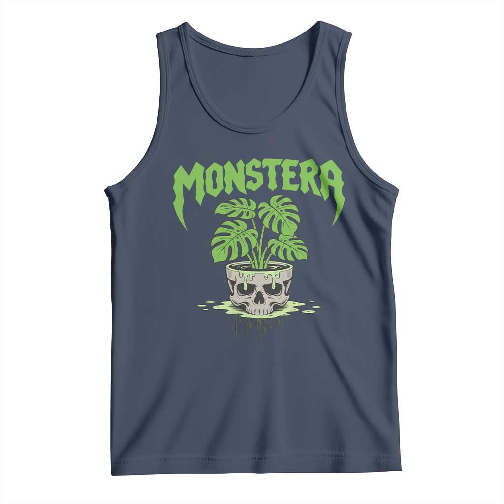 Monstera Lover Houseplant Gift Tank Top Skull Plant Pot Graphic TS12 Navy Print Your Wear