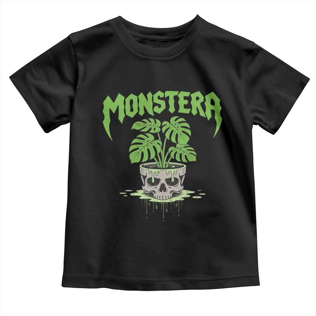 Monstera Lover Houseplant Gift Toddler T Shirt Skull Plant Pot Graphic TS12 Black Print Your Wear