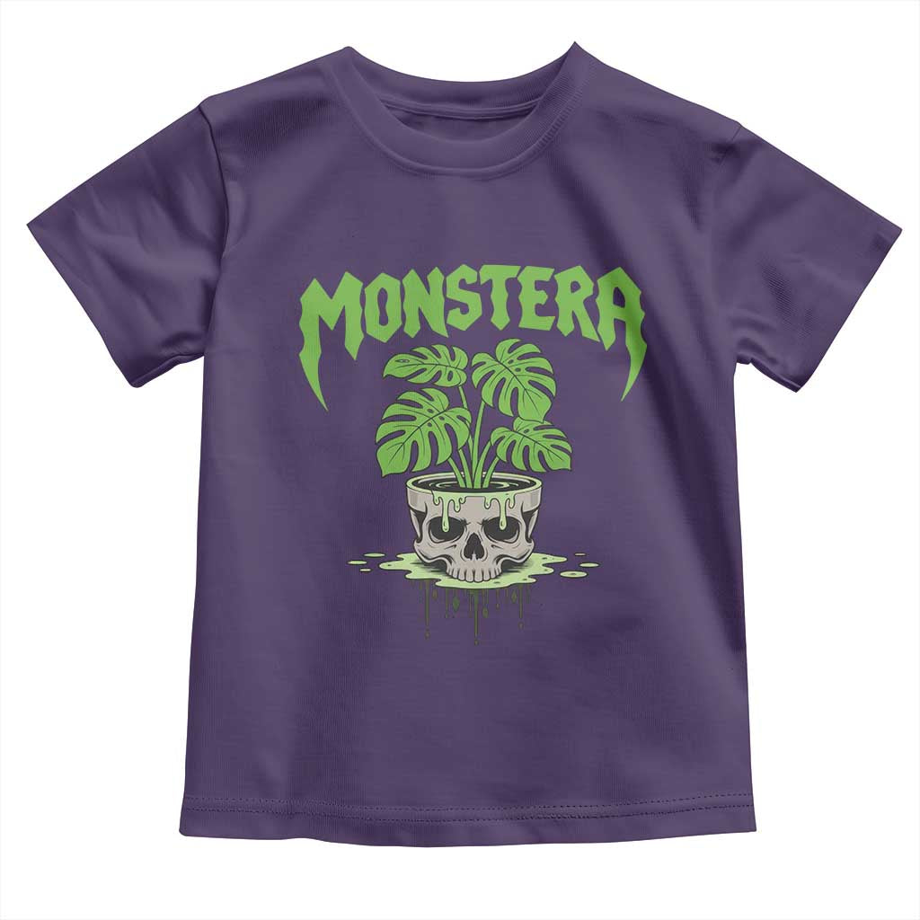 Monstera Lover Houseplant Gift Toddler T Shirt Skull Plant Pot Graphic TS12 Purple Print Your Wear