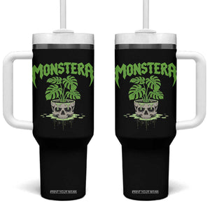 Monstera Lover Houseplant Gift Tumbler With Handle Skull Plant Pot Graphic TS12 One Size: 40 oz Black Print Your Wear