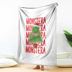 Merry Monstera Throw Blanket Plant Lover Christmas Gift - Print Your Wear