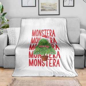 Merry Monstera Throw Blanket Plant Lover Christmas Gift - Print Your Wear
