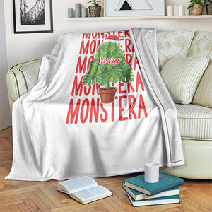 Merry Monstera Throw Blanket Plant Lover Christmas Gift - Print Your Wear