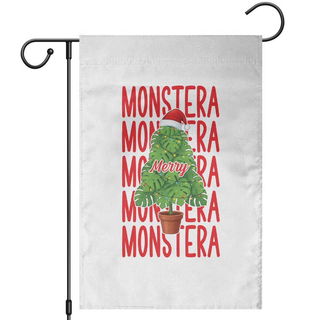 Merry Monstera Garden Flag Plant Lover Christmas Gift - Print Your Wear