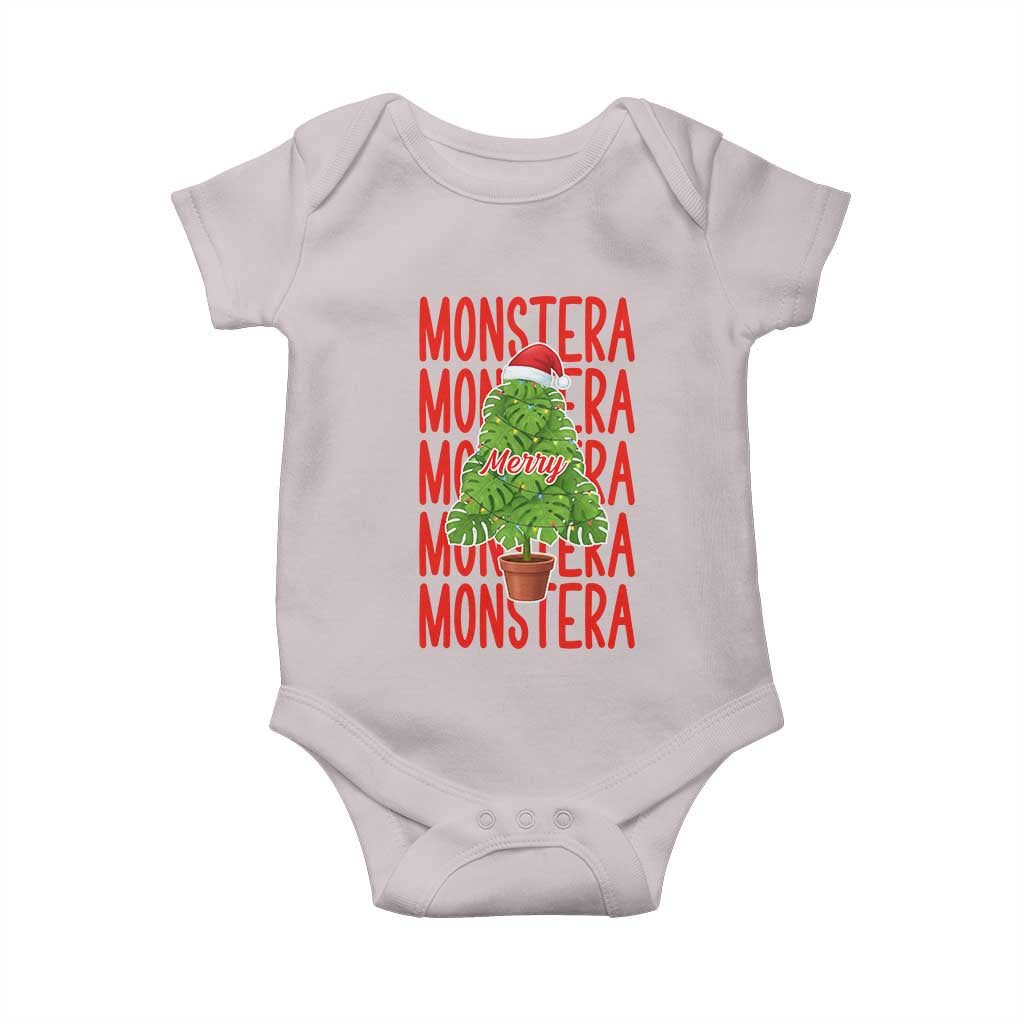 Merry Monstera Baby Onesie Plant Lover Christmas Gift TS12 Ice Gray Print Your Wear