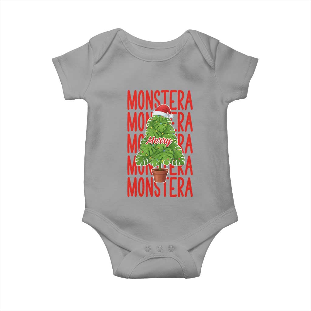 Merry Monstera Baby Onesie Plant Lover Christmas Gift TS12 Sport Gray Print Your Wear