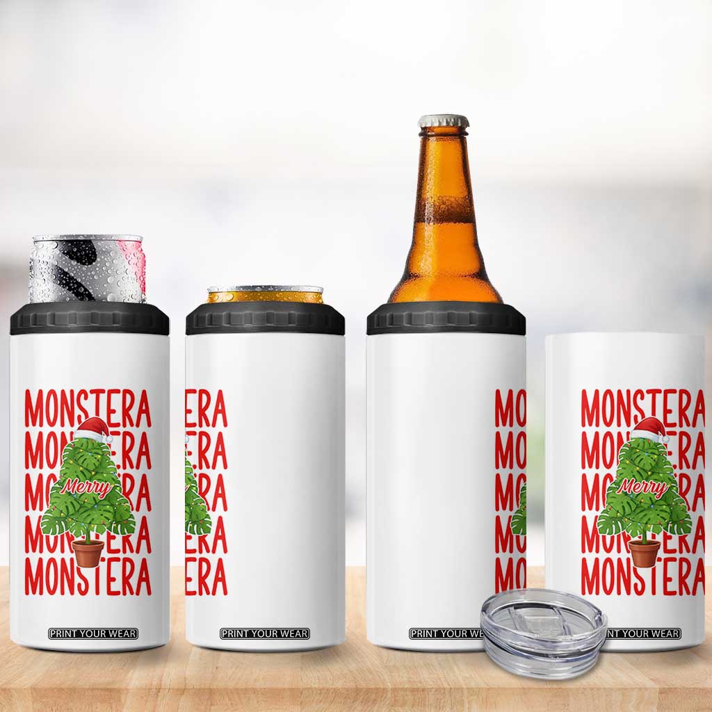 Merry Monstera 4 in 1 Can Cooler Tumbler Plant Lover Christmas Gift TS12 Print Your Wear