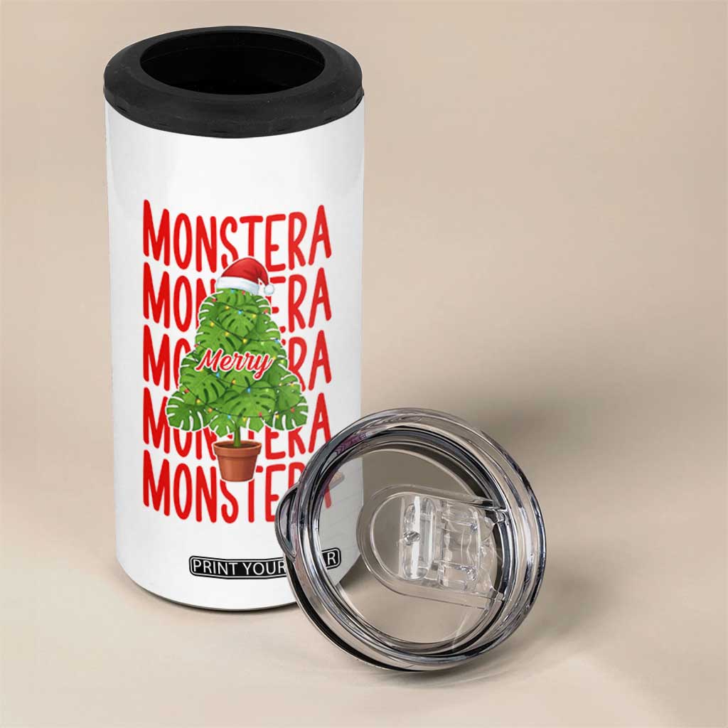 Merry Monstera 4 in 1 Can Cooler Tumbler Plant Lover Christmas Gift TS12 Print Your Wear