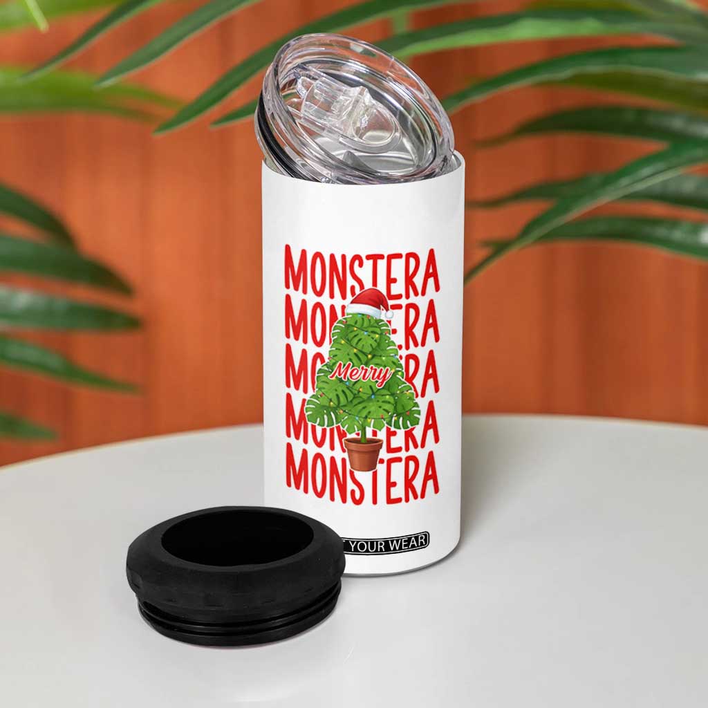 Merry Monstera 4 in 1 Can Cooler Tumbler Plant Lover Christmas Gift TS12 Print Your Wear