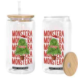 Merry Monstera Glass Can Plant Lover Christmas Gift TS12 Print Your Wear