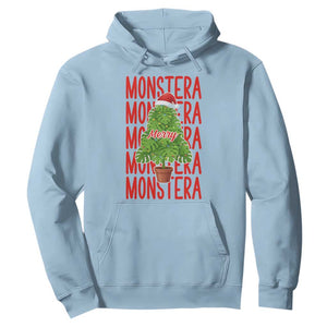 Merry Monstera Hoodie Plant Lover Christmas Gift TS12 Light Blue Print Your Wear