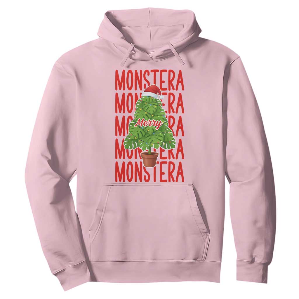 Merry Monstera Hoodie Plant Lover Christmas Gift TS12 Light Pink Print Your Wear